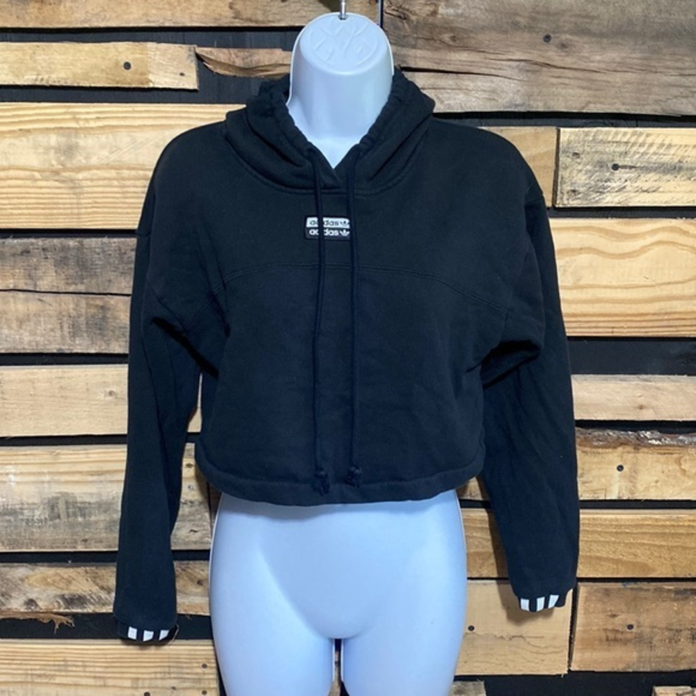 ADIDAS R.Y.V. CROPPED HOODIE Black Size XS‎
